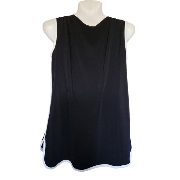 NWOT Black Tank Top with White Contrast Piping - Picture 3 of 6